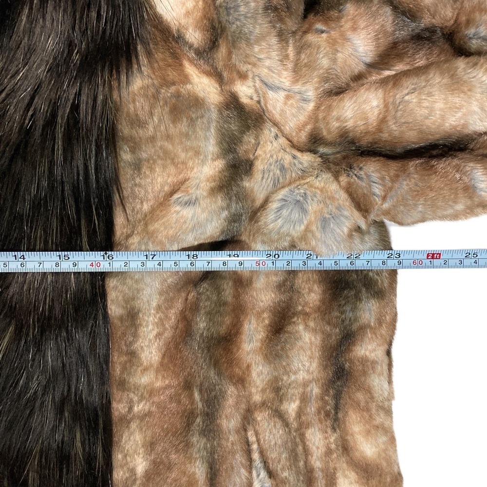 Adrienne Landau Size LARGE Faux FUR JACKET Coat Long Fur Collar Lapel Brown NWOT - Picture 8 of 13